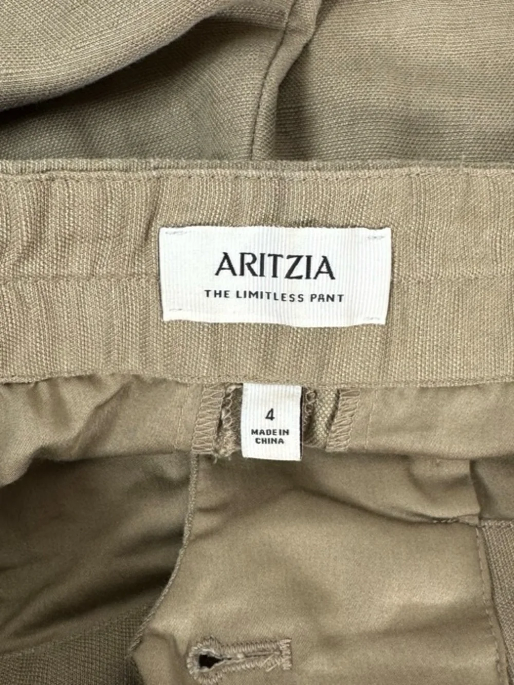 Aritzia The Limitless CruiseLinen Khaki Beige High Rise Wide Leg Pants Size 4